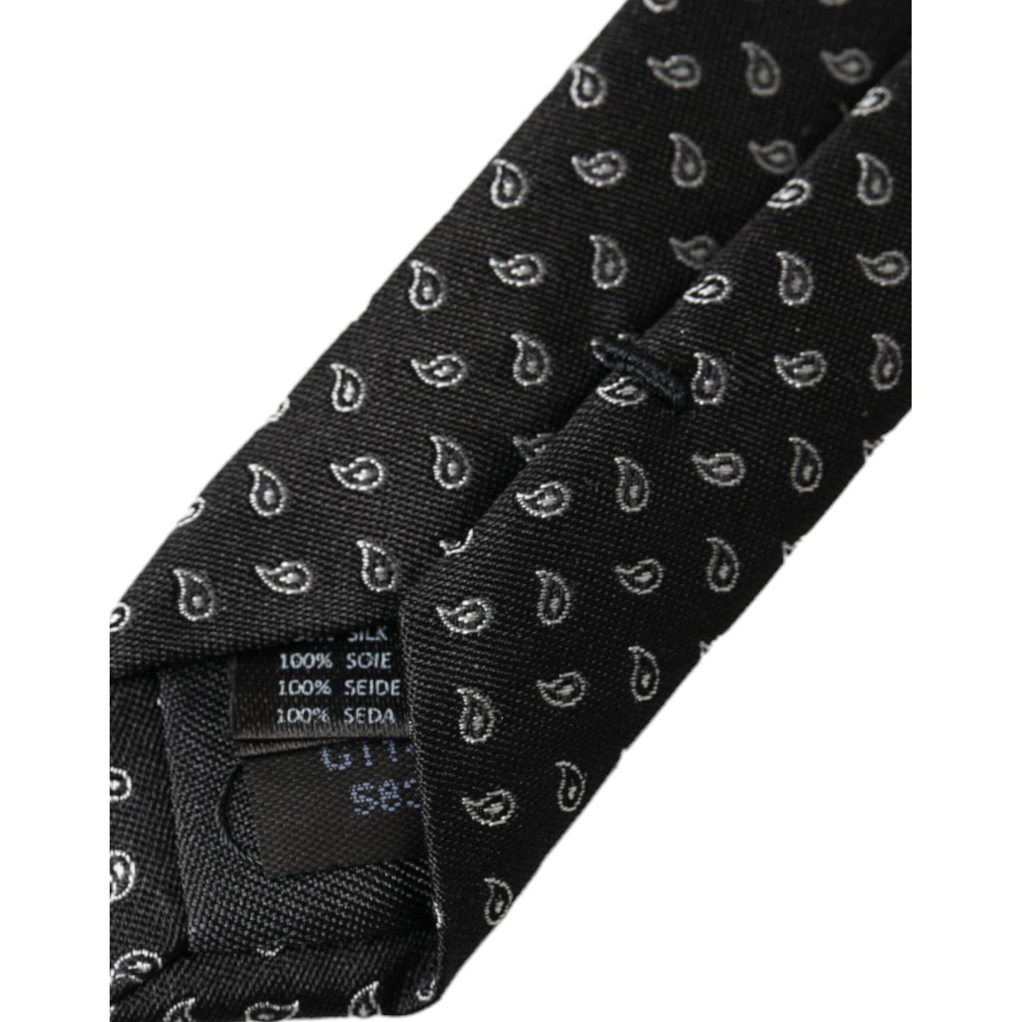 Dolce & Gabbana Black Jacquard Patterned Silk Adjustable Men Tie Dolce & Gabbana