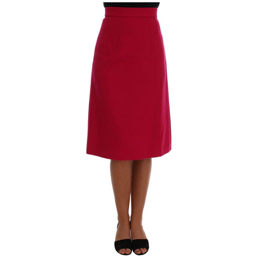 Dolce & Gabbana Pink Wool Knee Long A-Line Skirt Dolce & Gabbana