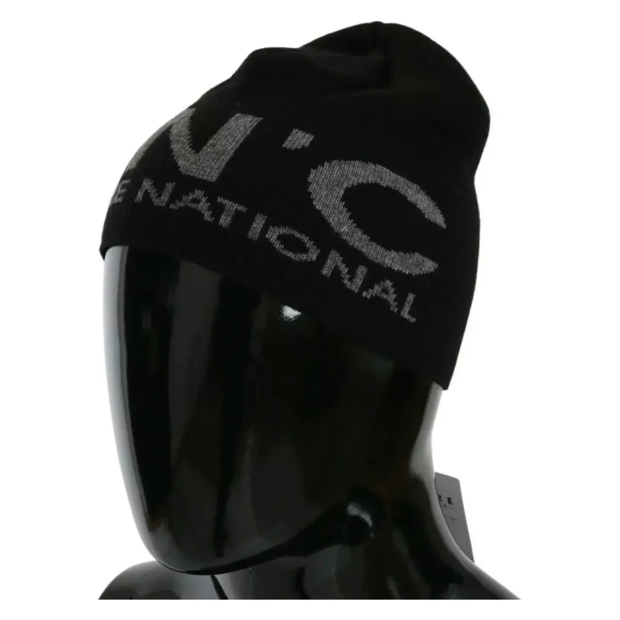 Costume National Black Wool Blend Branded Beanie Hat Costume National