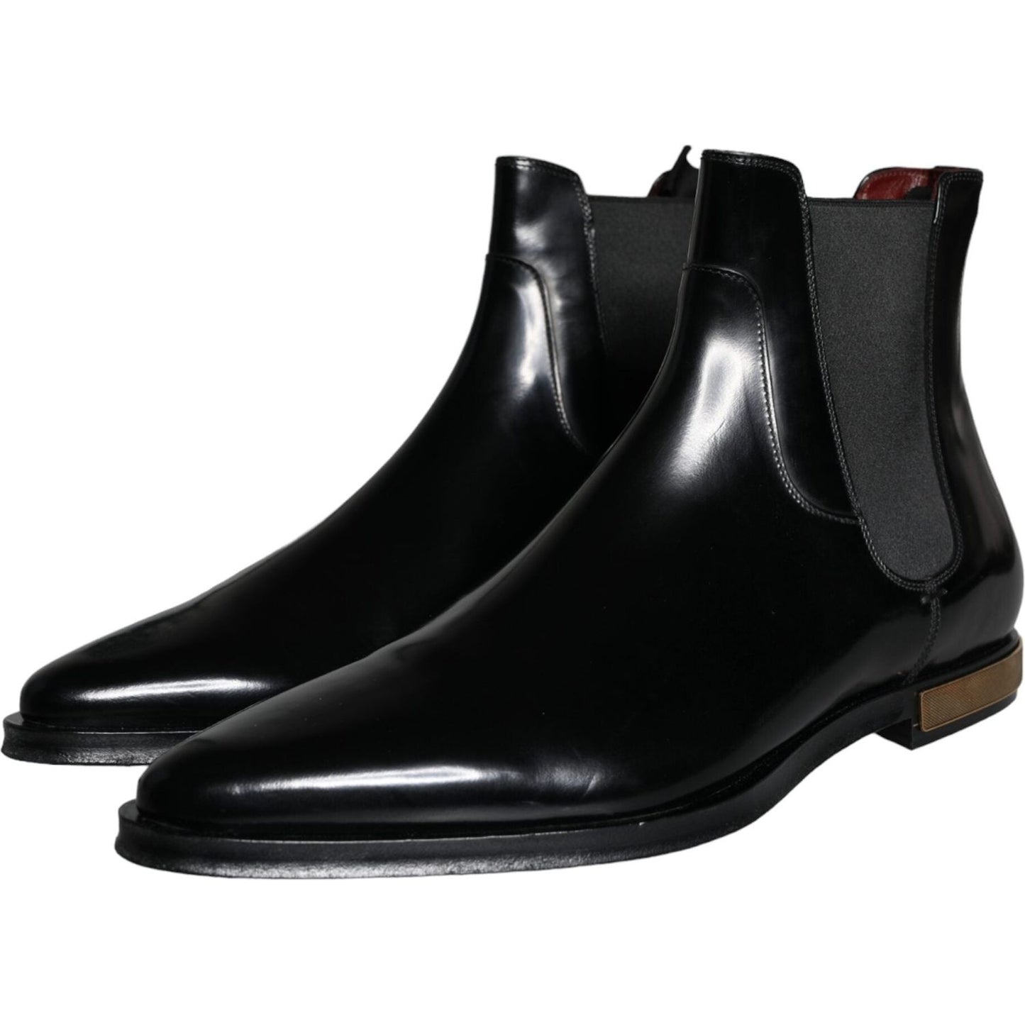 Dolce & Gabbana Black Leather Chelsea Ankle Boots Shoes Dolce & Gabbana