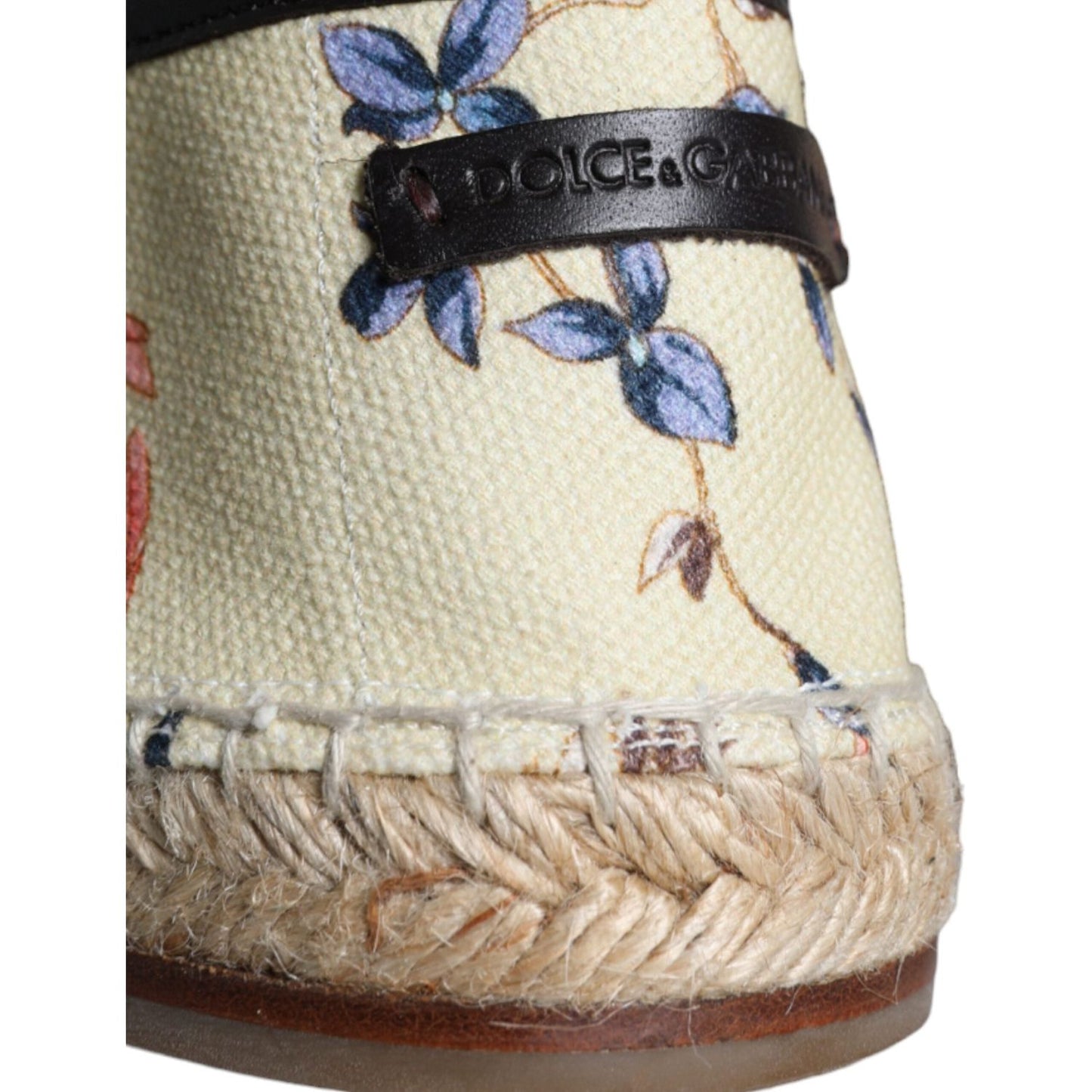 Dolce & Gabbana Beige Floral Canvas Espadrilles Slip On Shoes Dolce & Gabbana