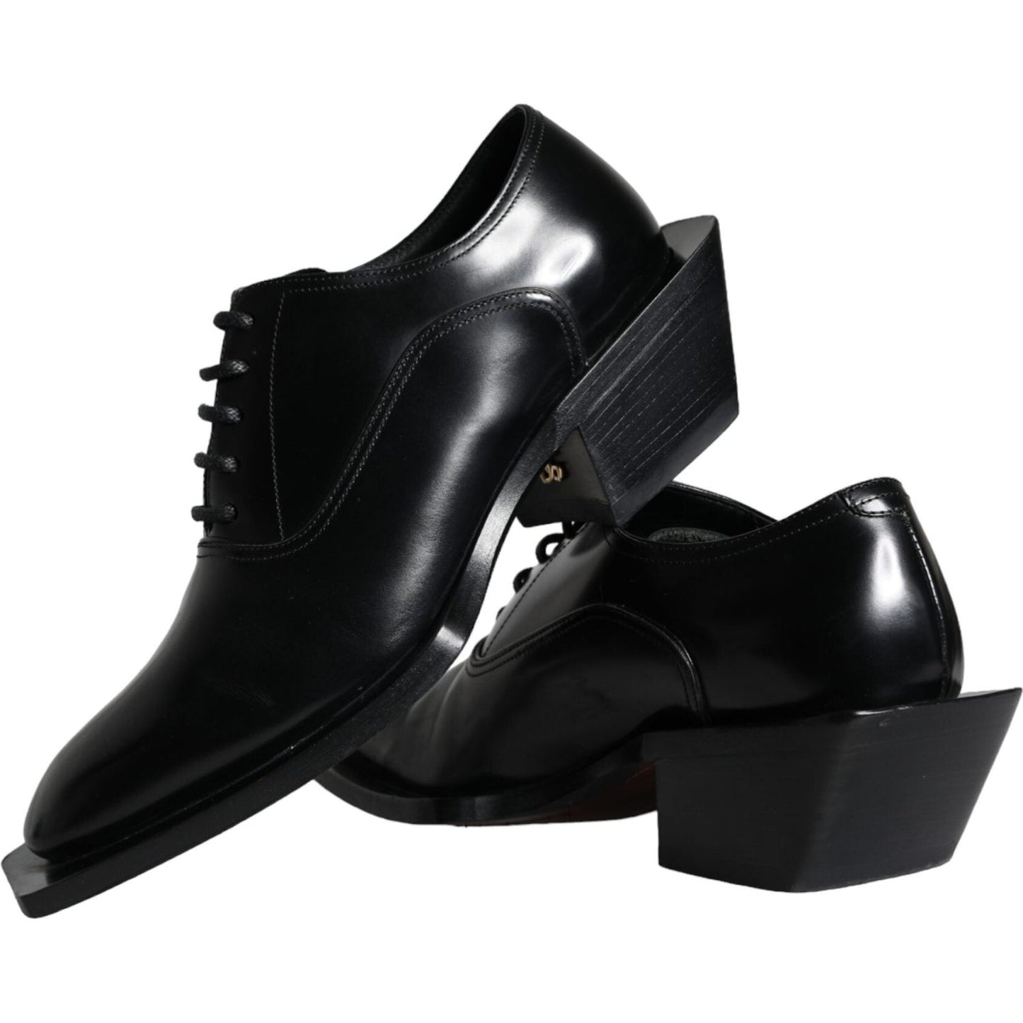 Dolce & Gabbana Black Calfskin Leather Derby Dress Men Shoes Dolce & Gabbana