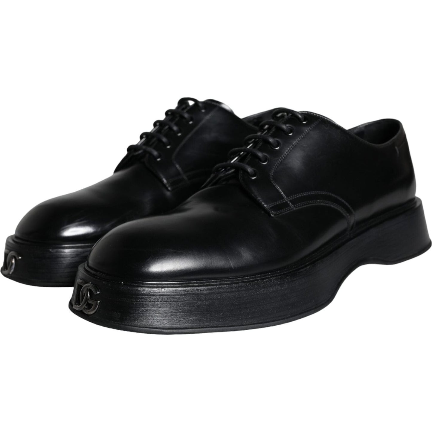 Dolce & Gabbana Black Calf Leather Derby Formal Dress Shoes Dolce & Gabbana