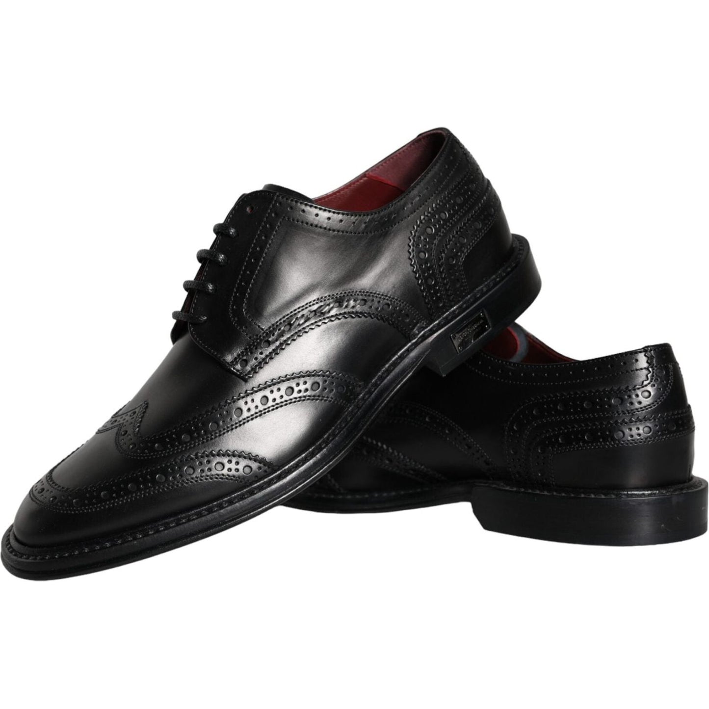 Dolce & Gabbana Black Leather Oxford Wingtip Formal Men Shoes Dolce & Gabbana