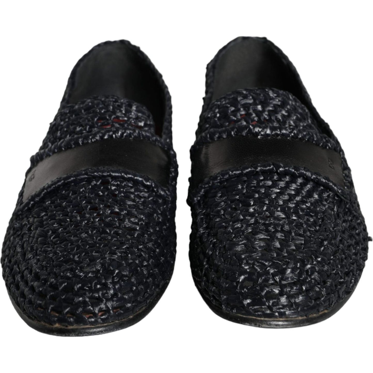 Dolce & Gabbana Black Woven Raffia Slip On Loafers Men Shoes Dolce & Gabbana