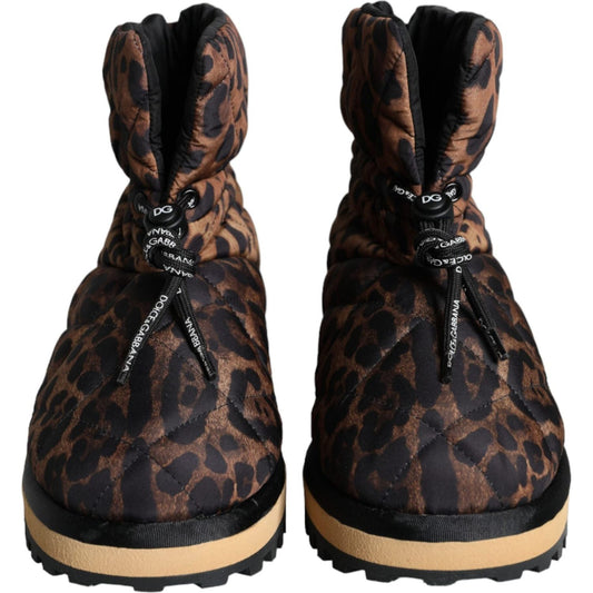 Dolce & Gabbana Brown Leopard Ankle Boots Padded Shoes Dolce & Gabbana