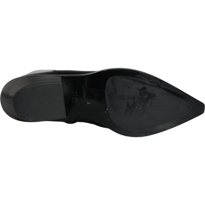 Dolce & Gabbana Black Leather Ankle Boots Booties Shoes