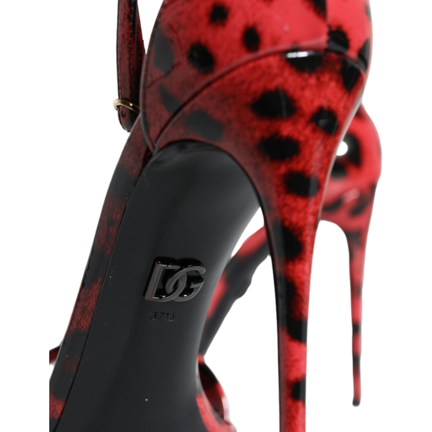 Dolce & Gabbana Red Leopard Leather Ankle Strap Keira Sandals Shoes Dolce & Gabbana