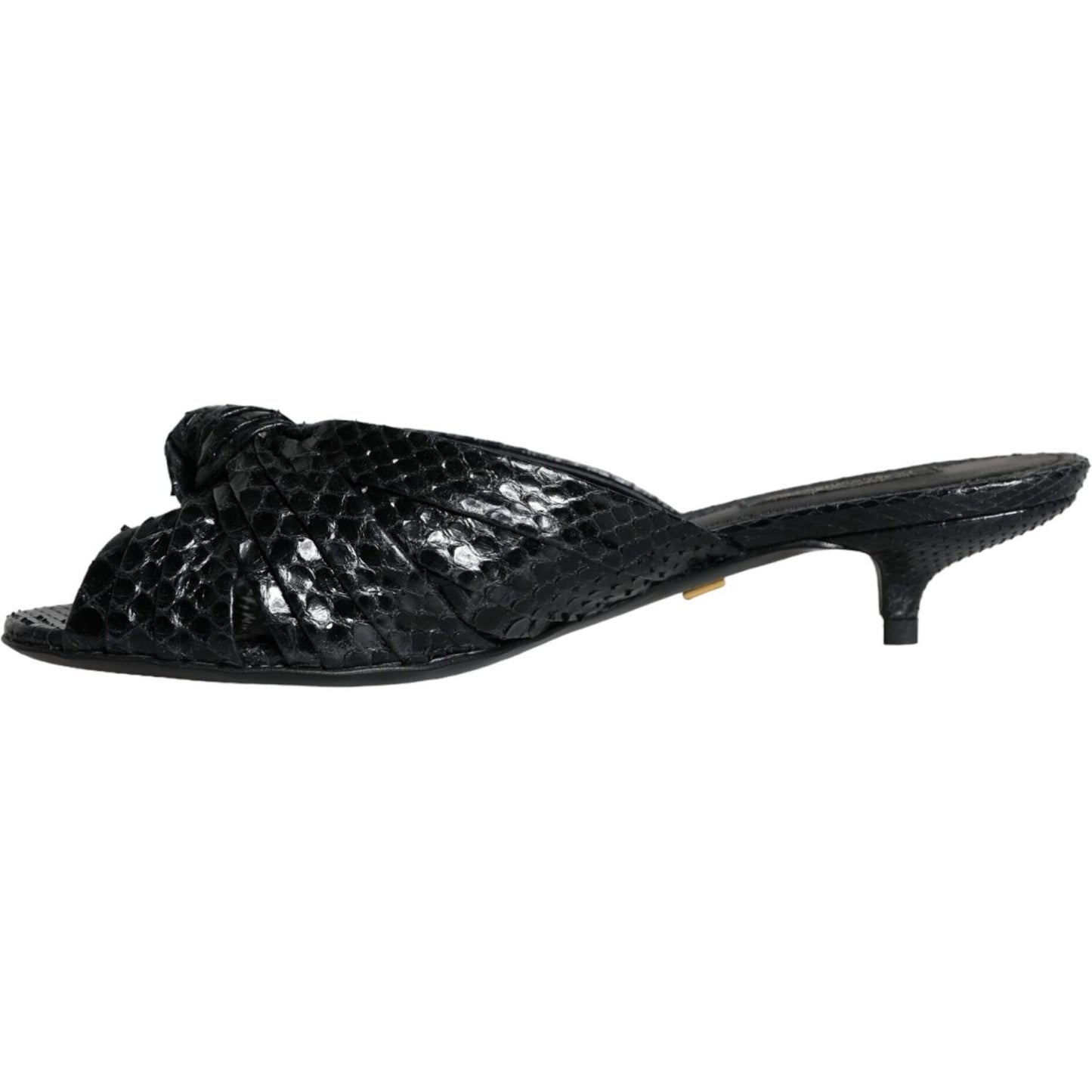 Dolce & Gabbana Black Leather Heels Slides Sandals Shoes Dolce & Gabbana