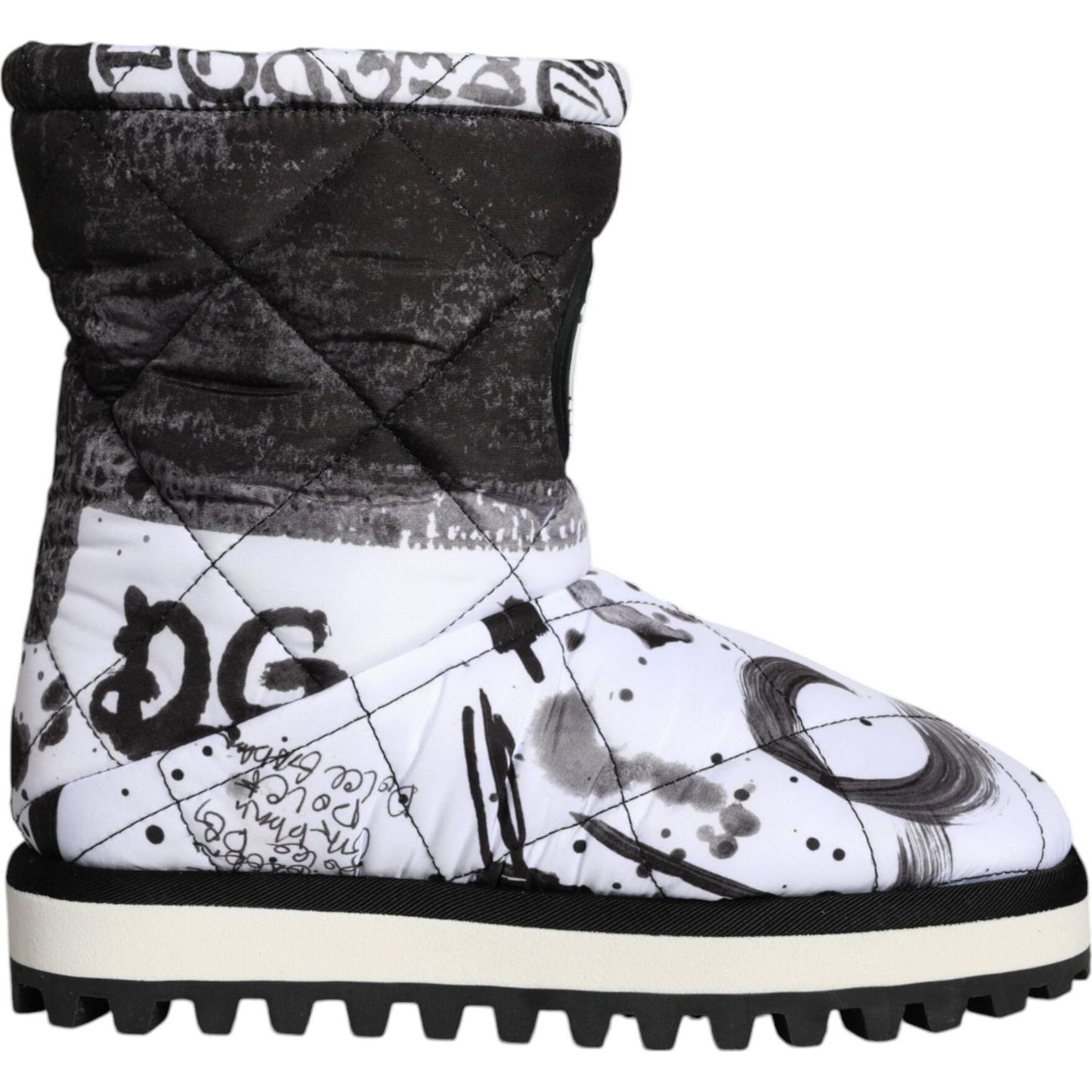 Dolce & Gabbana White Padded Logo Print Mid Calf Boots Shoes Dolce & Gabbana