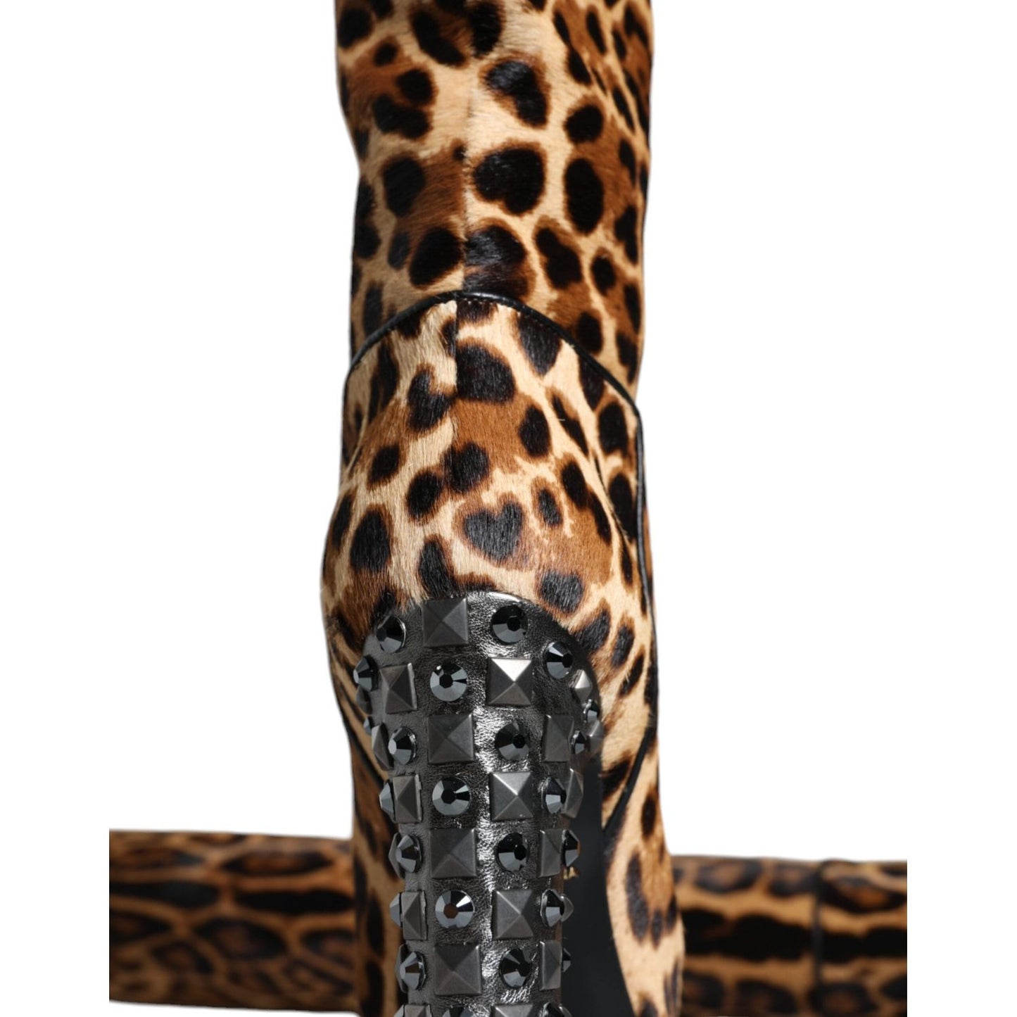 Dolce & Gabbana Beige Black Leopard Knee High Boots Shoes Dolce & Gabbana