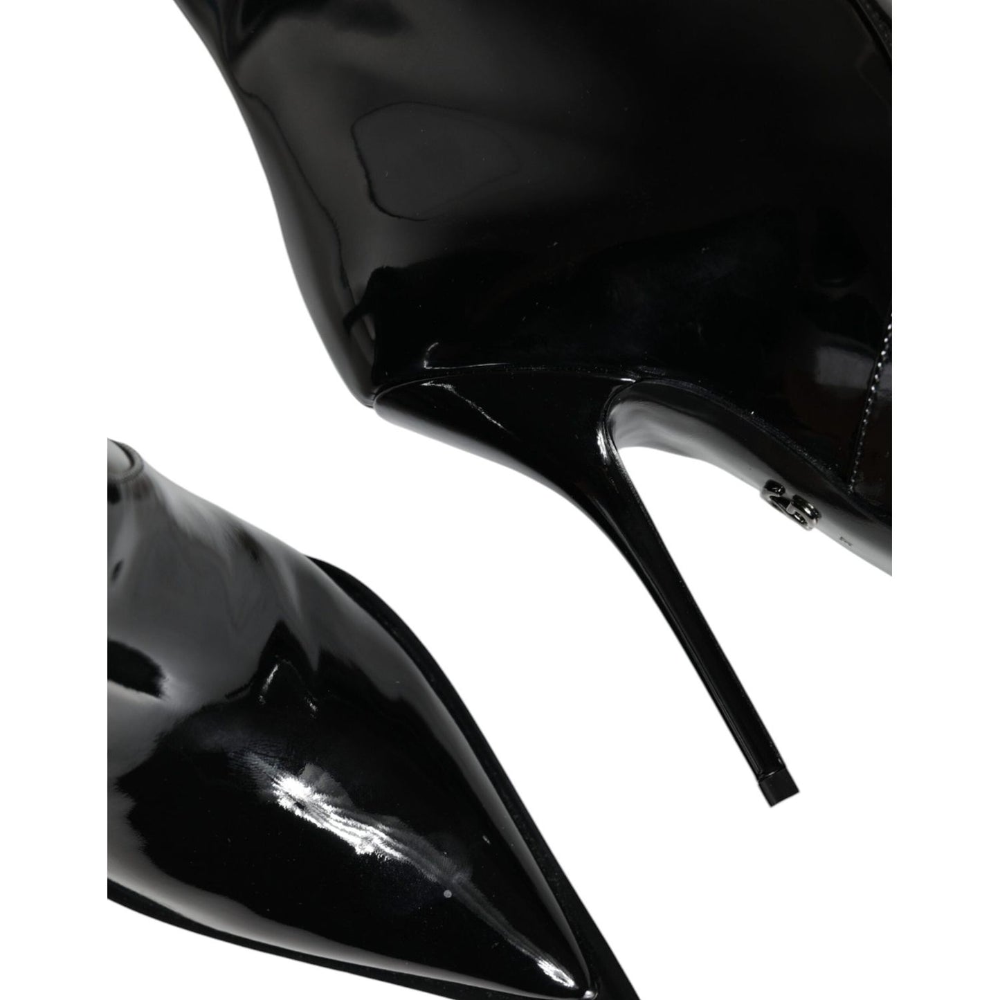 Dolce & Gabbana Black Patent Leather Mid Calf Boots Shoes Dolce & Gabbana