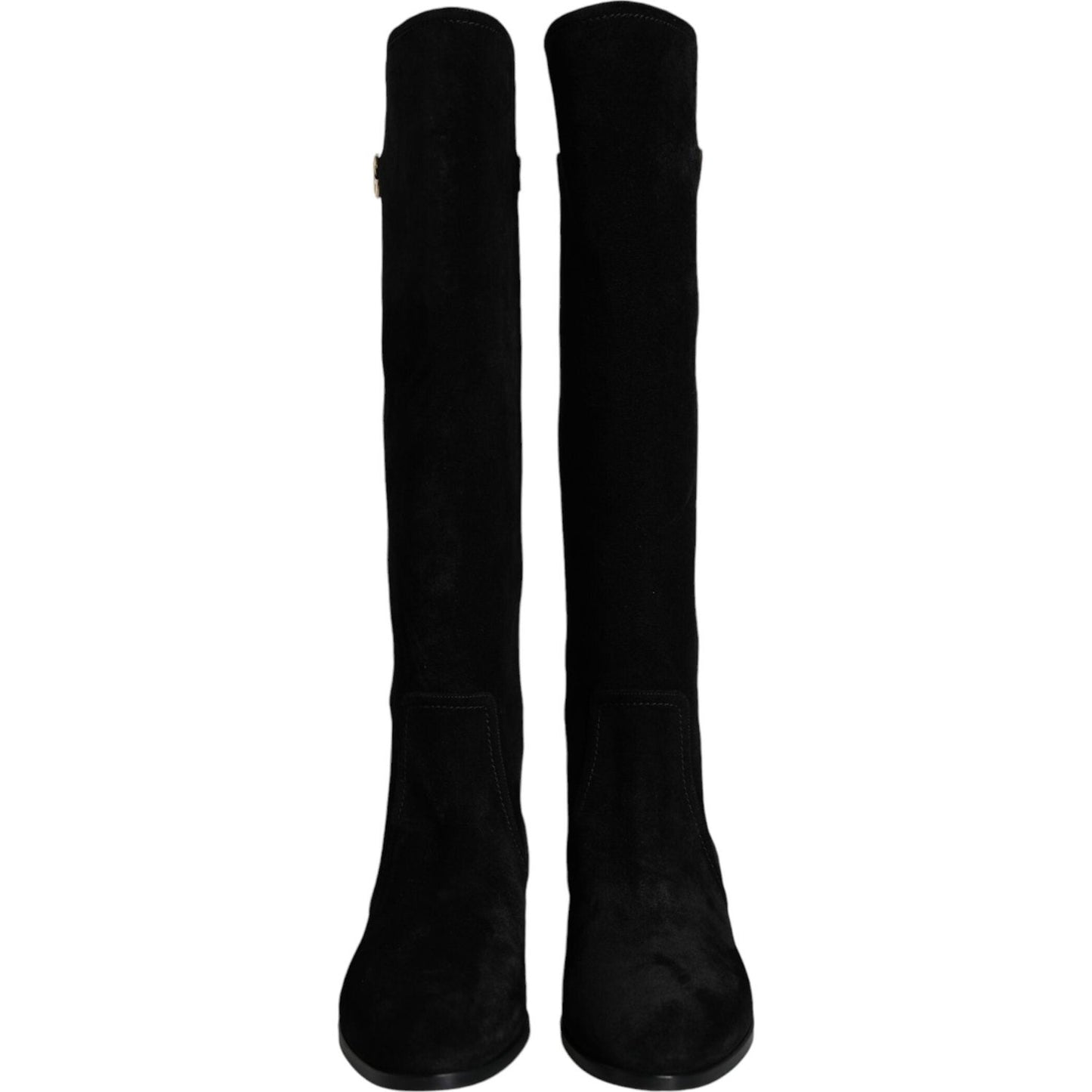 Dolce & Gabbana Black Suede Leather Knee High Boots Shoes