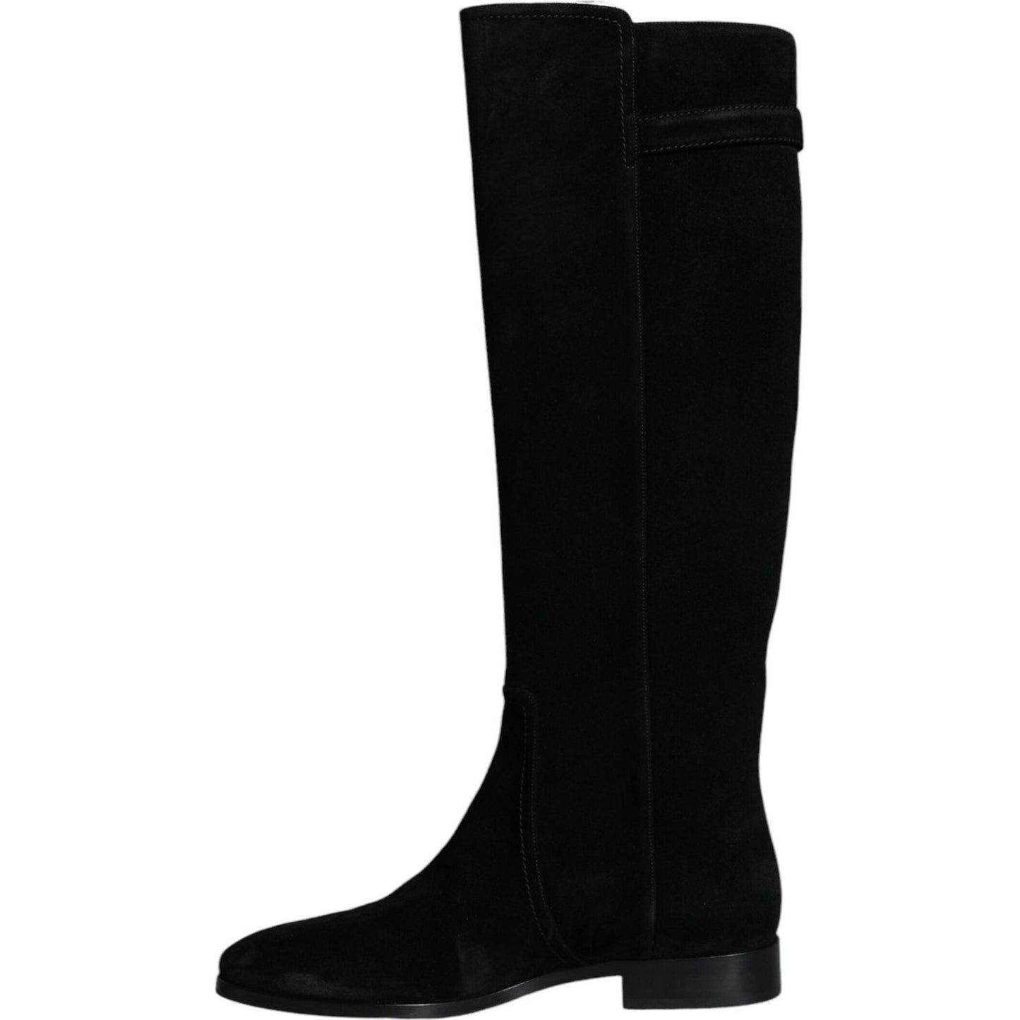 Dolce & Gabbana Black Suede Leather Knee High Boots Shoes