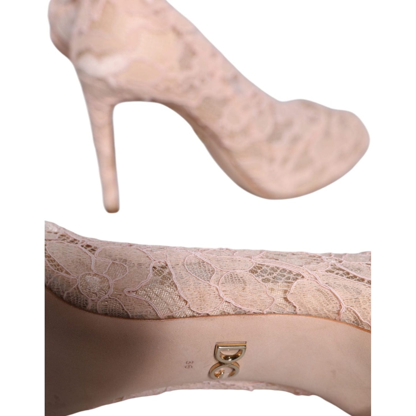 Dolce & Gabbana Beige Stretch Taormina Lace Boots Shoes