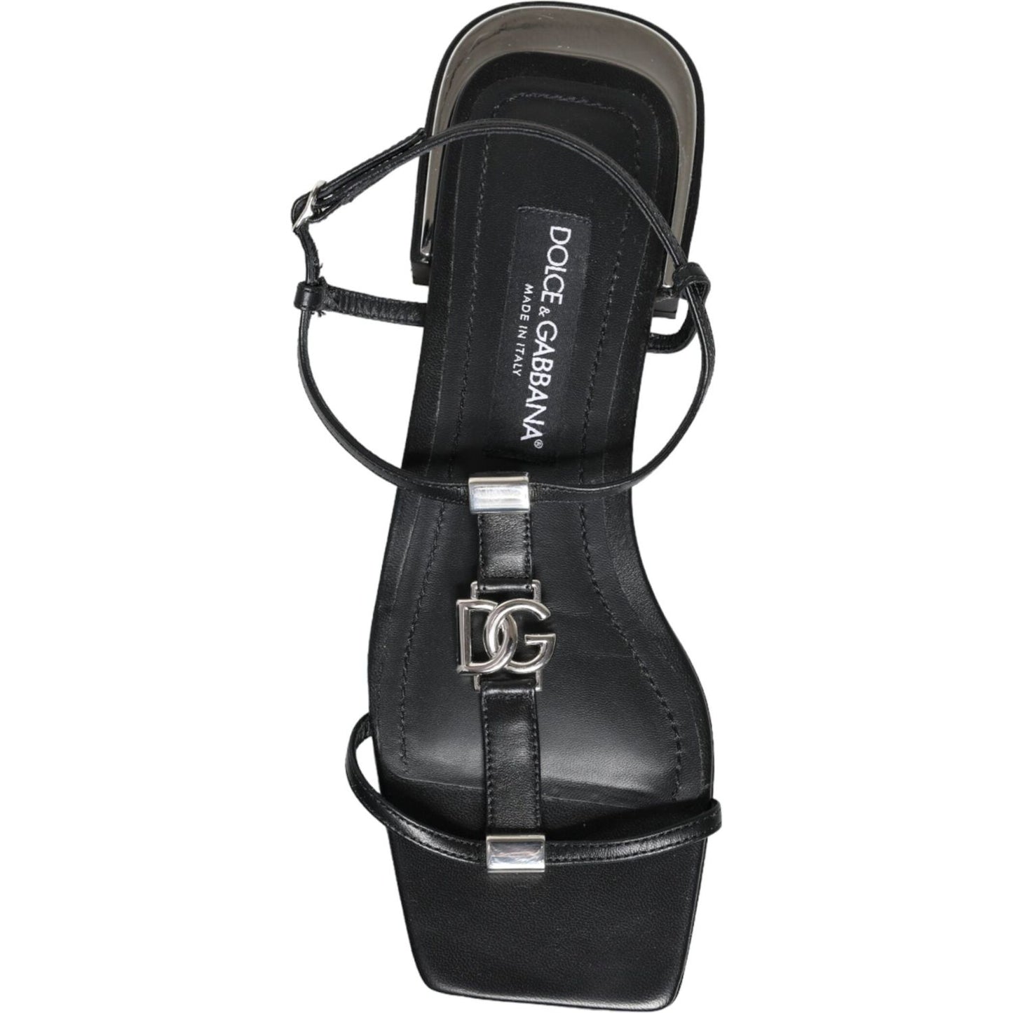 Dolce & Gabbana Black Leather Logo Ankle Strap Keira Sandals Shoes Dolce & Gabbana