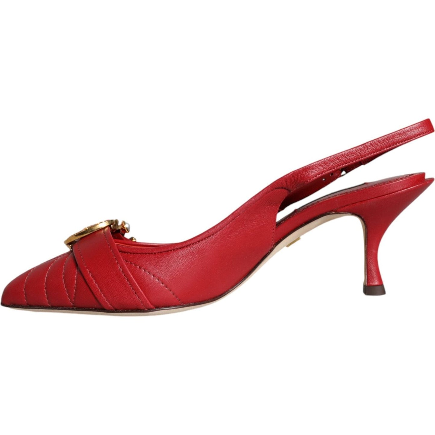 Dolce & Gabbana Red Devotion Leather Heels Slingback Shoes Dolce & Gabbana