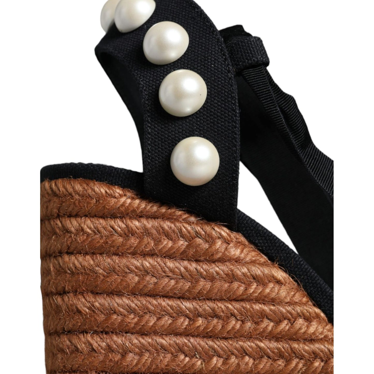 Dolce & Gabbana Black Pearl Wedge Heels Sandals Shoes Dolce & Gabbana