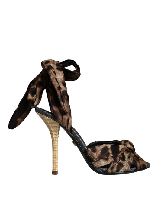 Dolce & Gabbana Brown Leopard Keira Heels Sandals Shoes Dolce & Gabbana