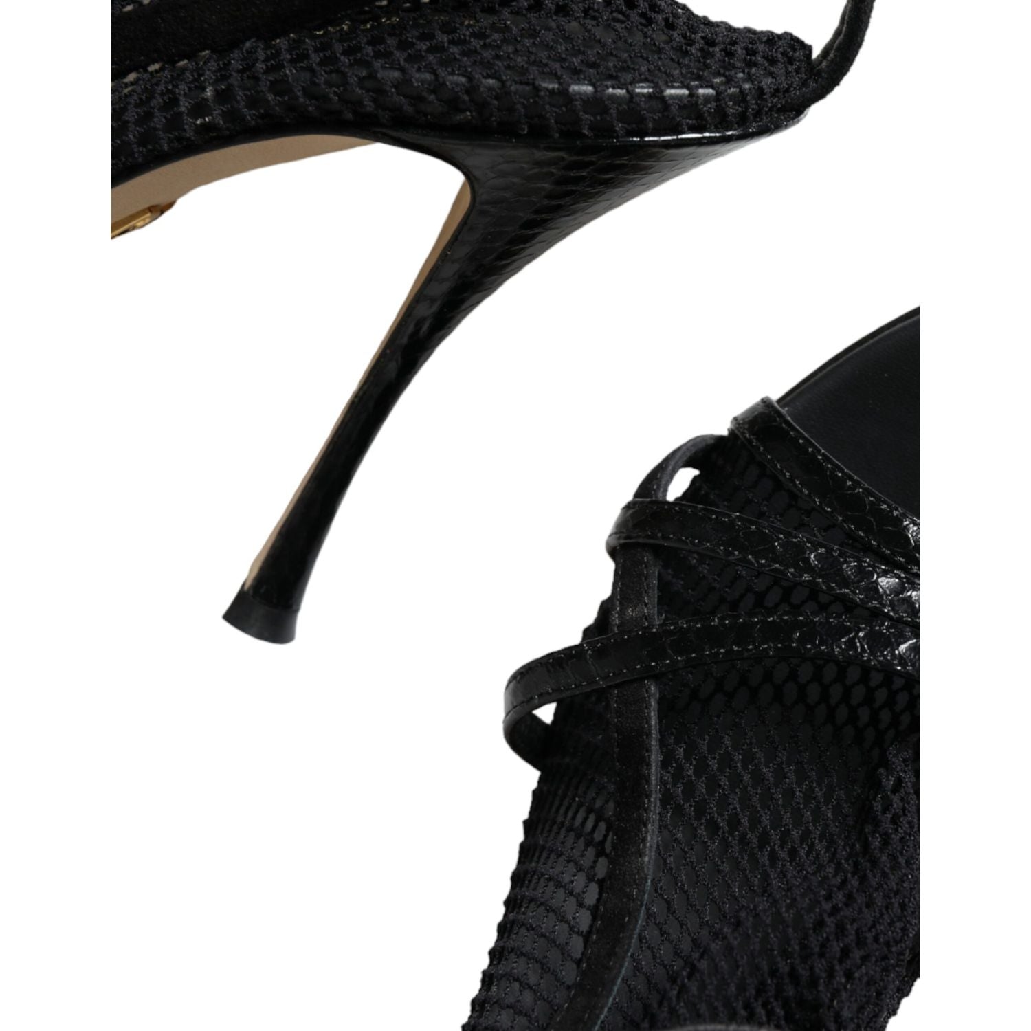 Dolce & Gabbana Black Mesh Stiletto Heels Sandals Shoes