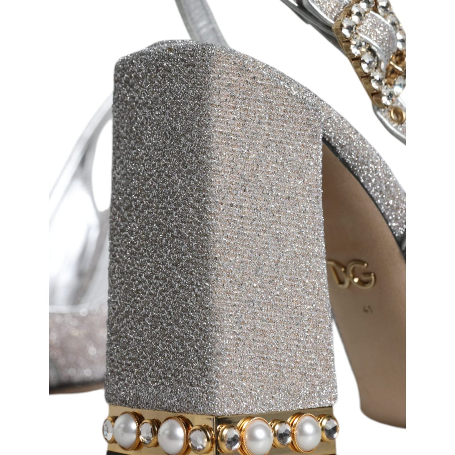 Dolce & Gabbana Silver Crystal Slingback Heels Sandals Shoes Dolce & Gabbana