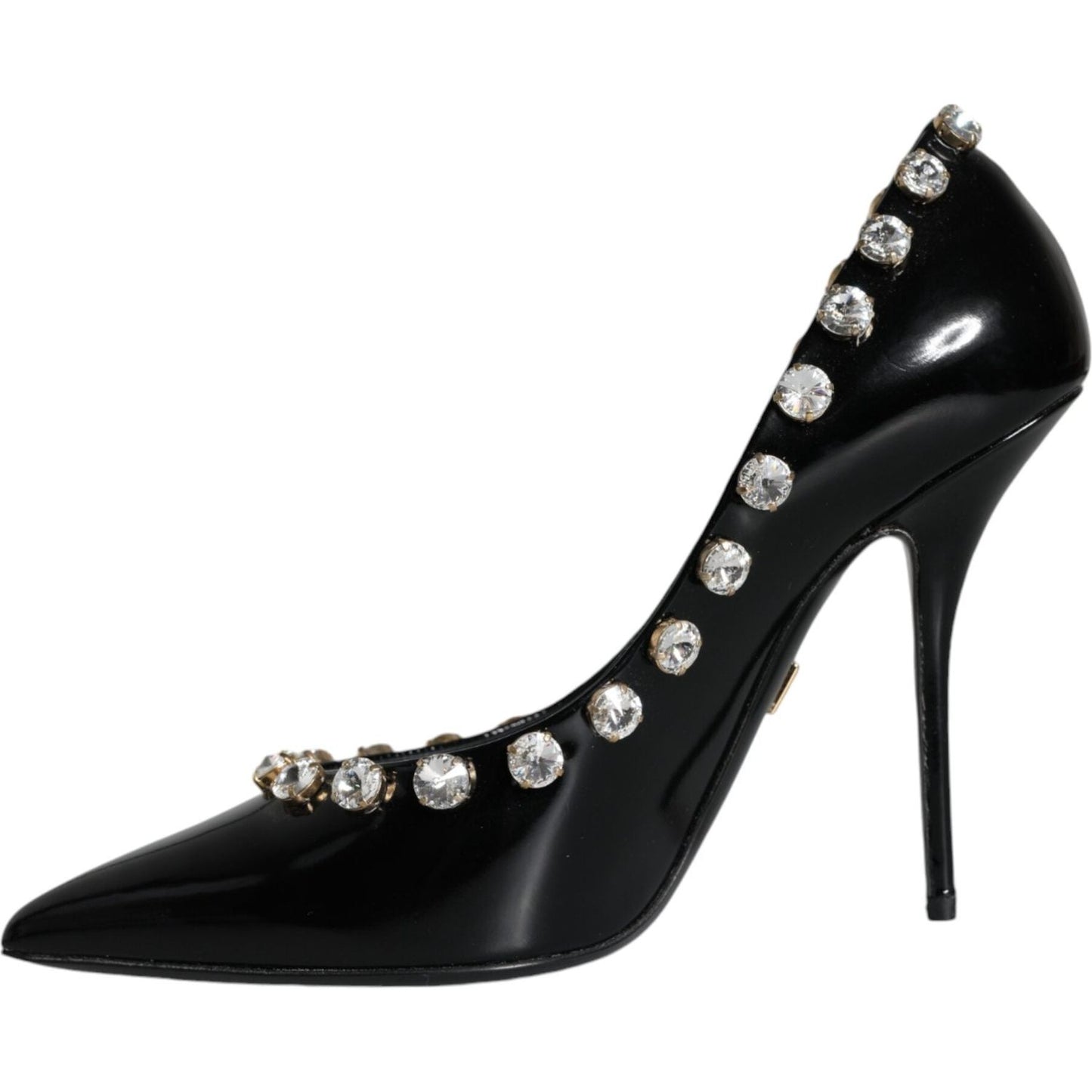 Dolce & Gabbana Black Crystals Leather High Heels Pumps Shoes Dolce & Gabbana