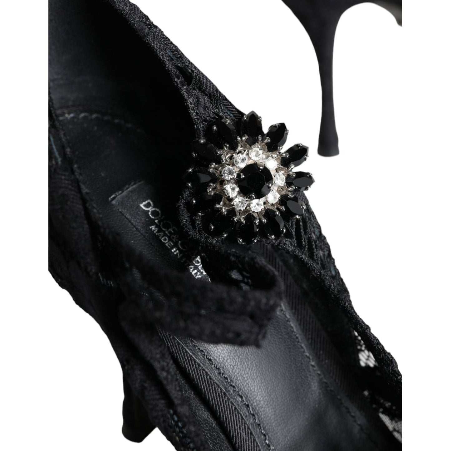 Dolce & Gabbana Black Mary Jane Pumps Lace Crystals Heels Shoes Dolce & Gabbana