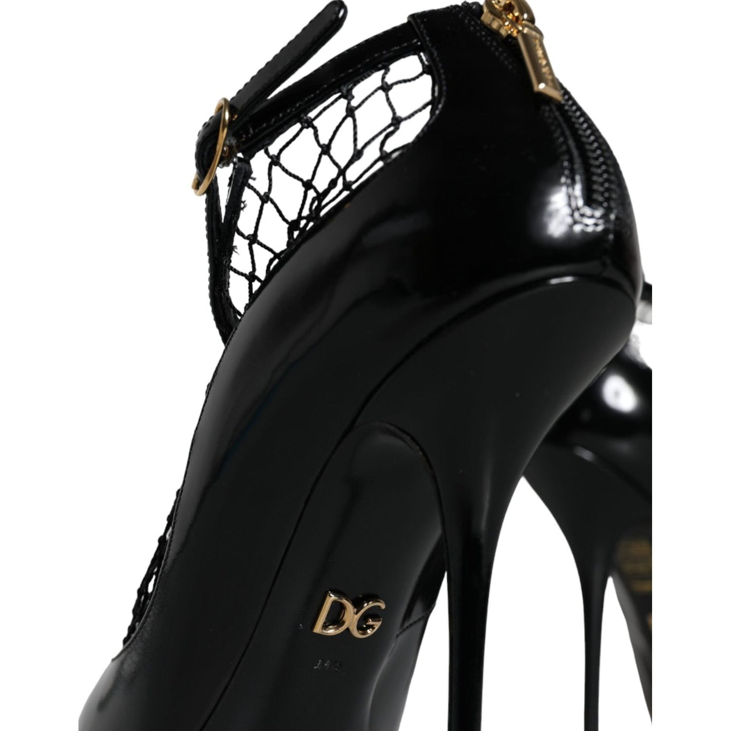 Dolce & Gabbana Black Mesh Patent Leather Heels Pumps Shoes Dolce & Gabbana