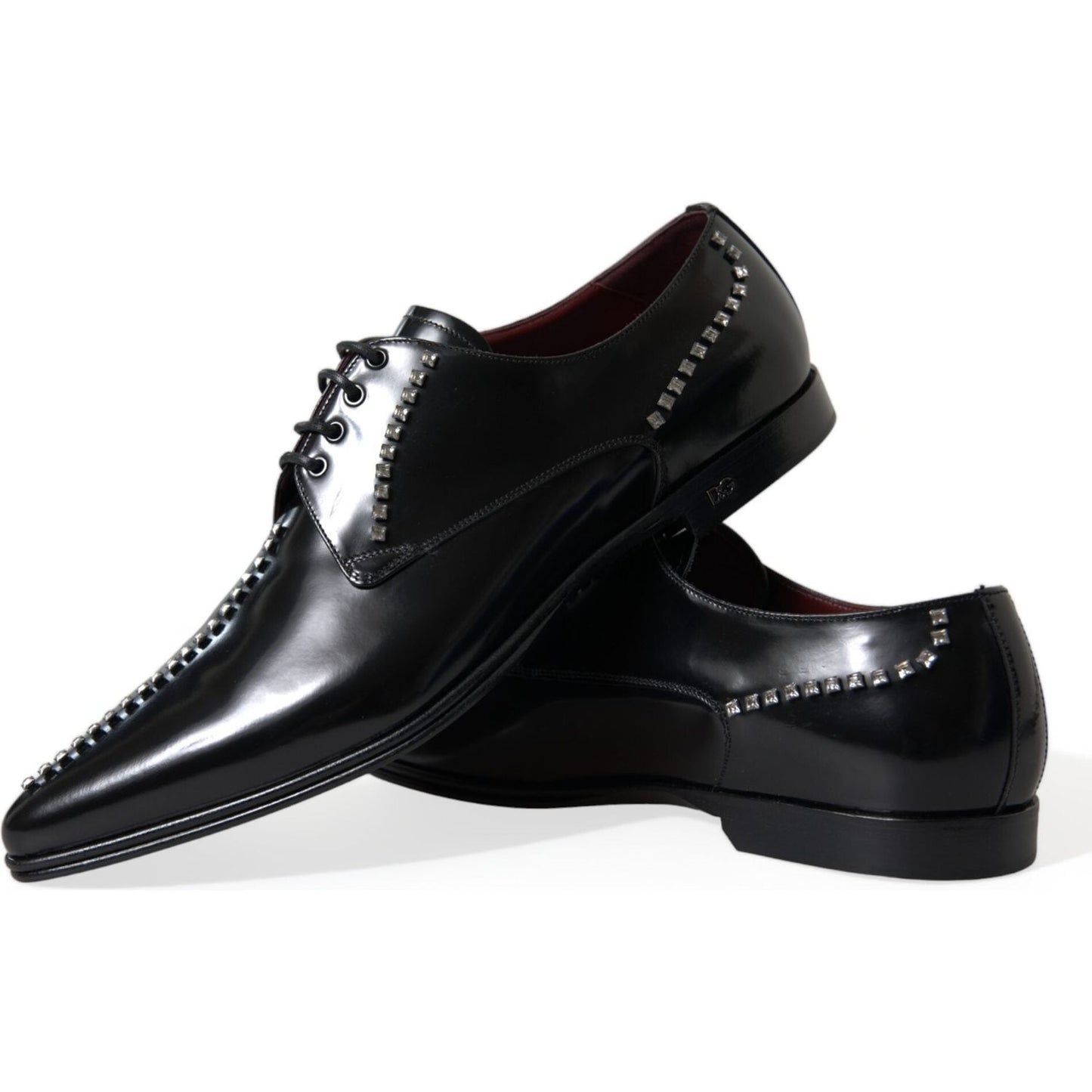 Dolce & Gabbana Black Leather Crystal Dress Formal Shoes Dolce & Gabbana