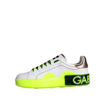 Dolce & Gabbana White Leather Portofino Low Top Sneakers Shoes