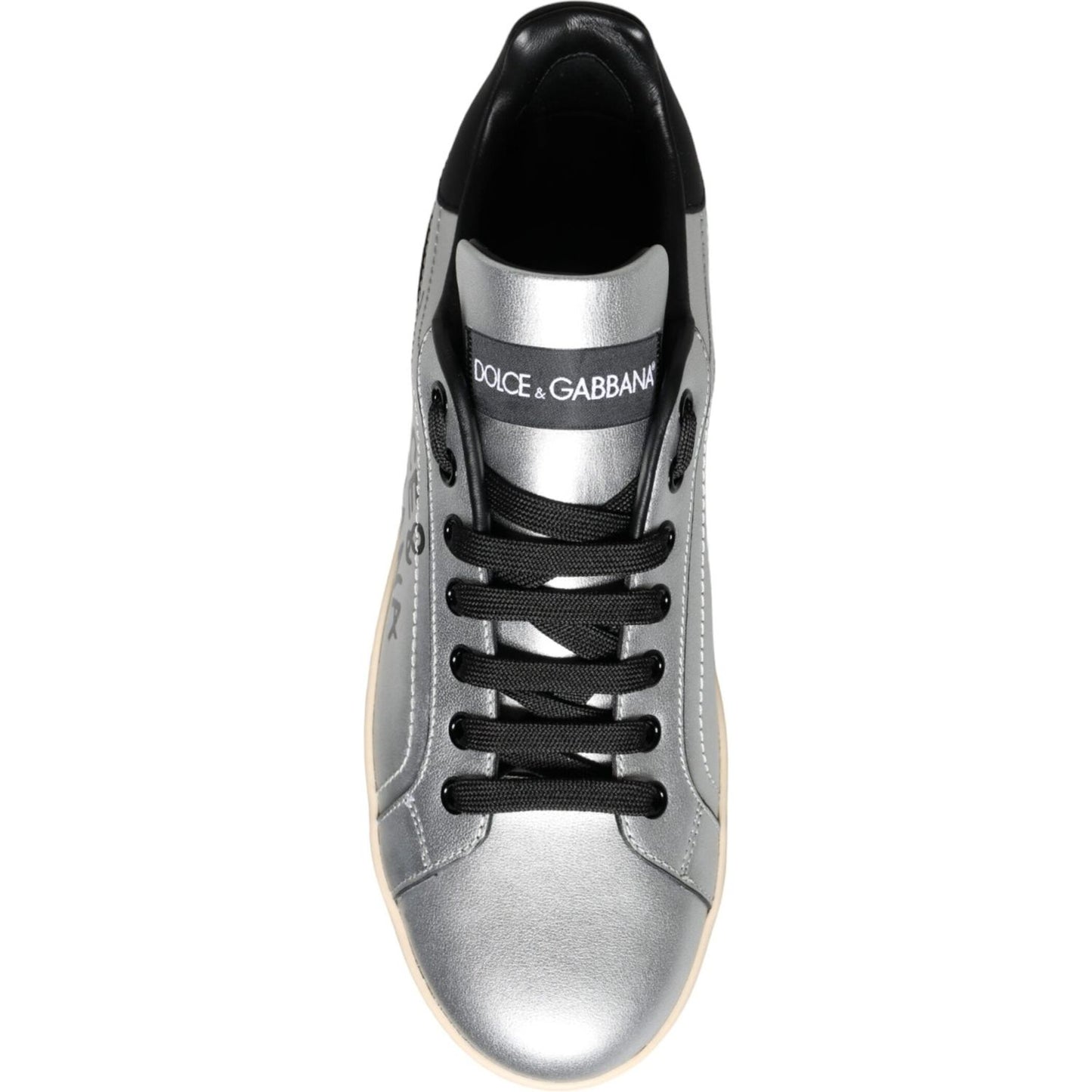 Dolce & Gabbana Silver Portofino Calf Leather Sneakers Shoes WOMAN SNEAKERS Dolce & Gabbana