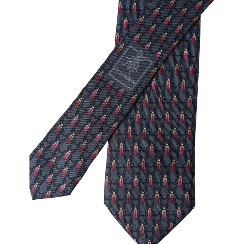 Dolce & Gabbana Blue Bug Print Silk Adjustable Men Tie Dolce & Gabbana