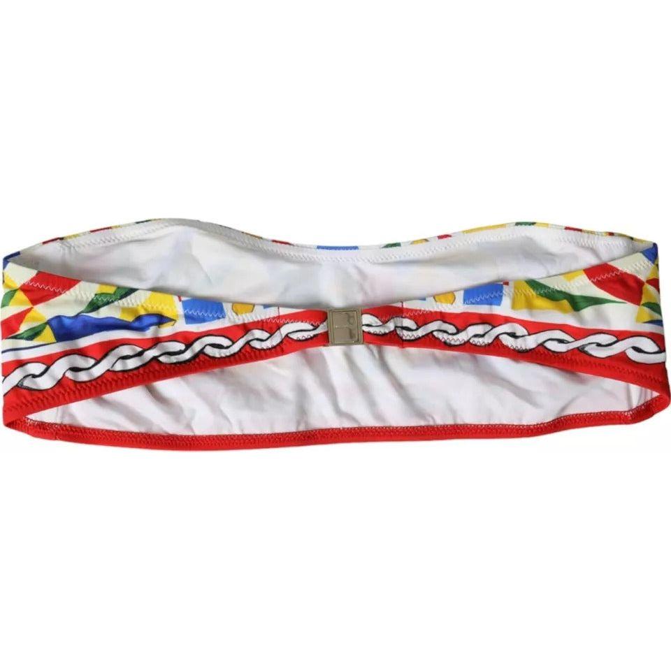 Dolce & Gabbana Multicolor Carretto Bandeau Swimwear Top Bikini Dolce & Gabbana