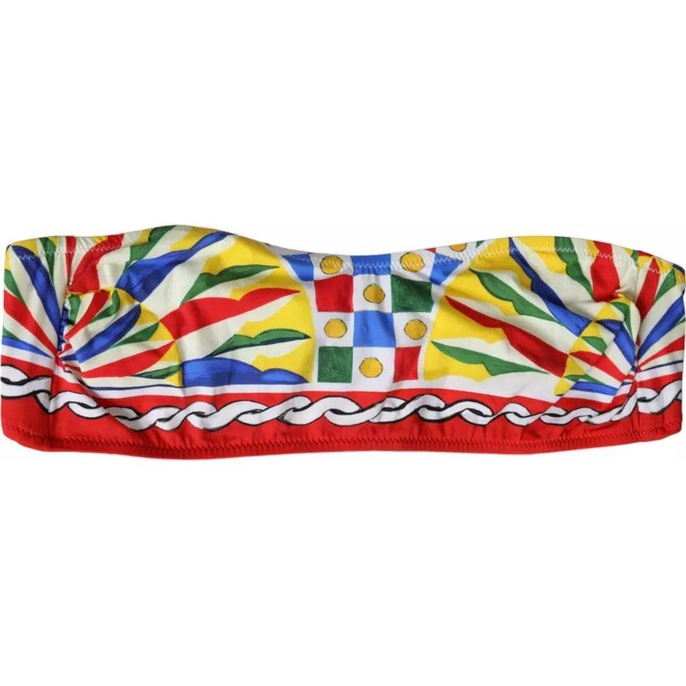 Dolce & Gabbana Multicolor Carretto Bandeau Swimwear Top Bikini Dolce & Gabbana