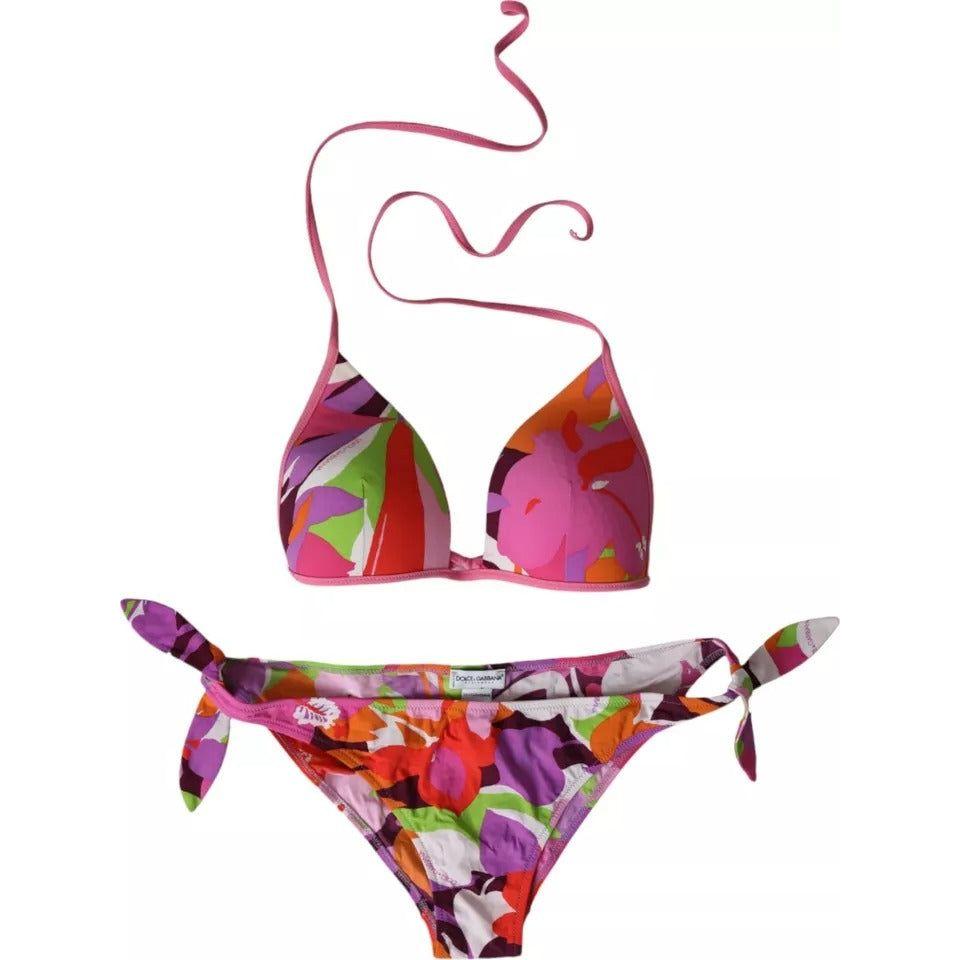 Dolce & Gabbana Multicolor Floral 2 Piece Swim Beachwear Bikini Dolce & Gabbana