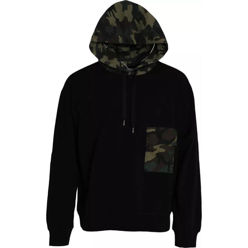 Dolce & Gabbana Black Camouflage Hooded Sweatshirt Sweater Dolce & Gabbana