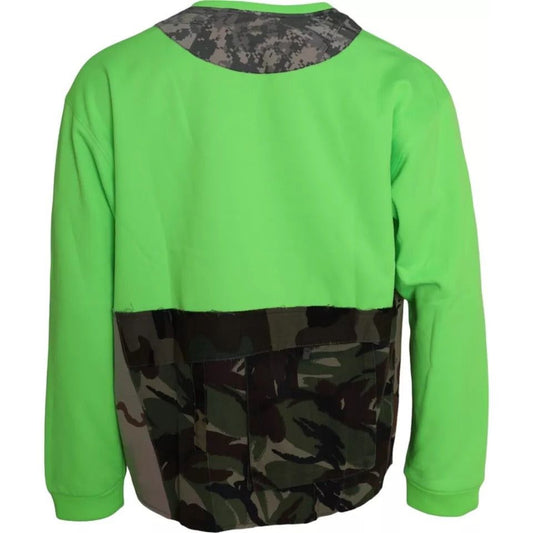 Dolce & Gabbana Green Patchwork Heart Crew Neck Pullover Sweater Dolce & Gabbana