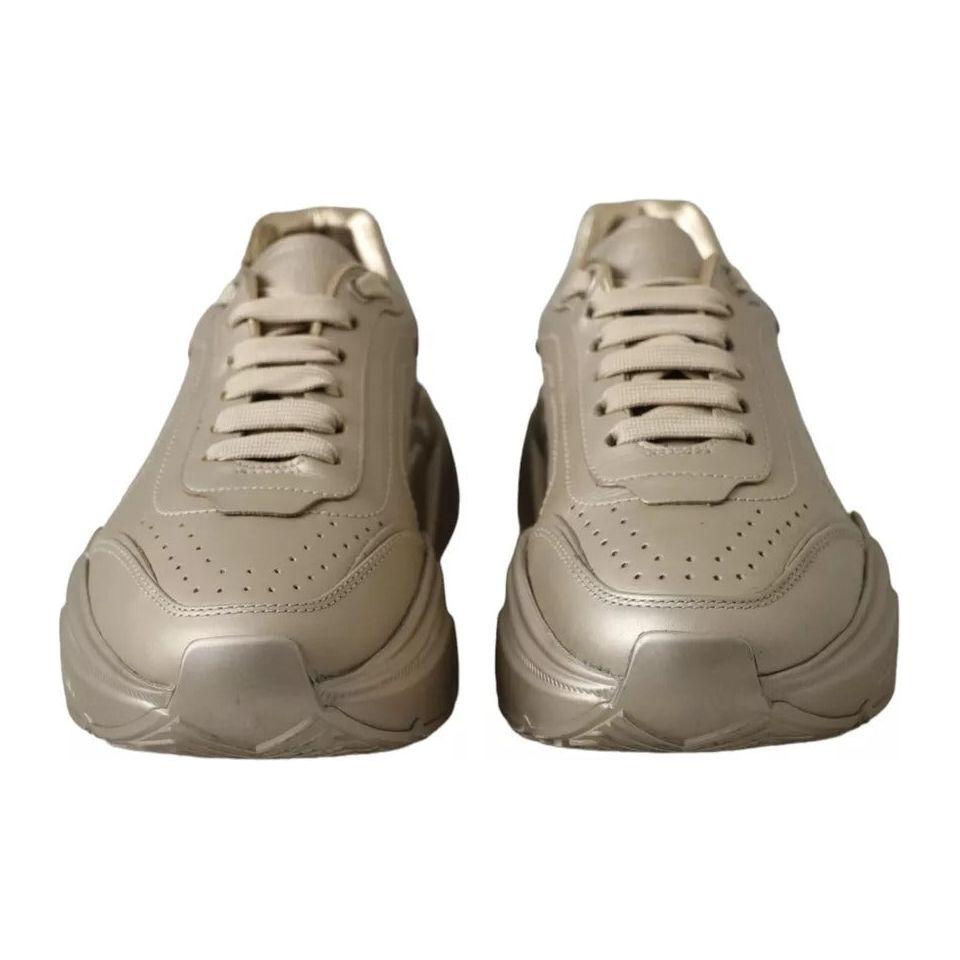 Dolce & Gabbana Gold Leather Daymaster Low Top Sneakers Shoes Dolce & Gabbana