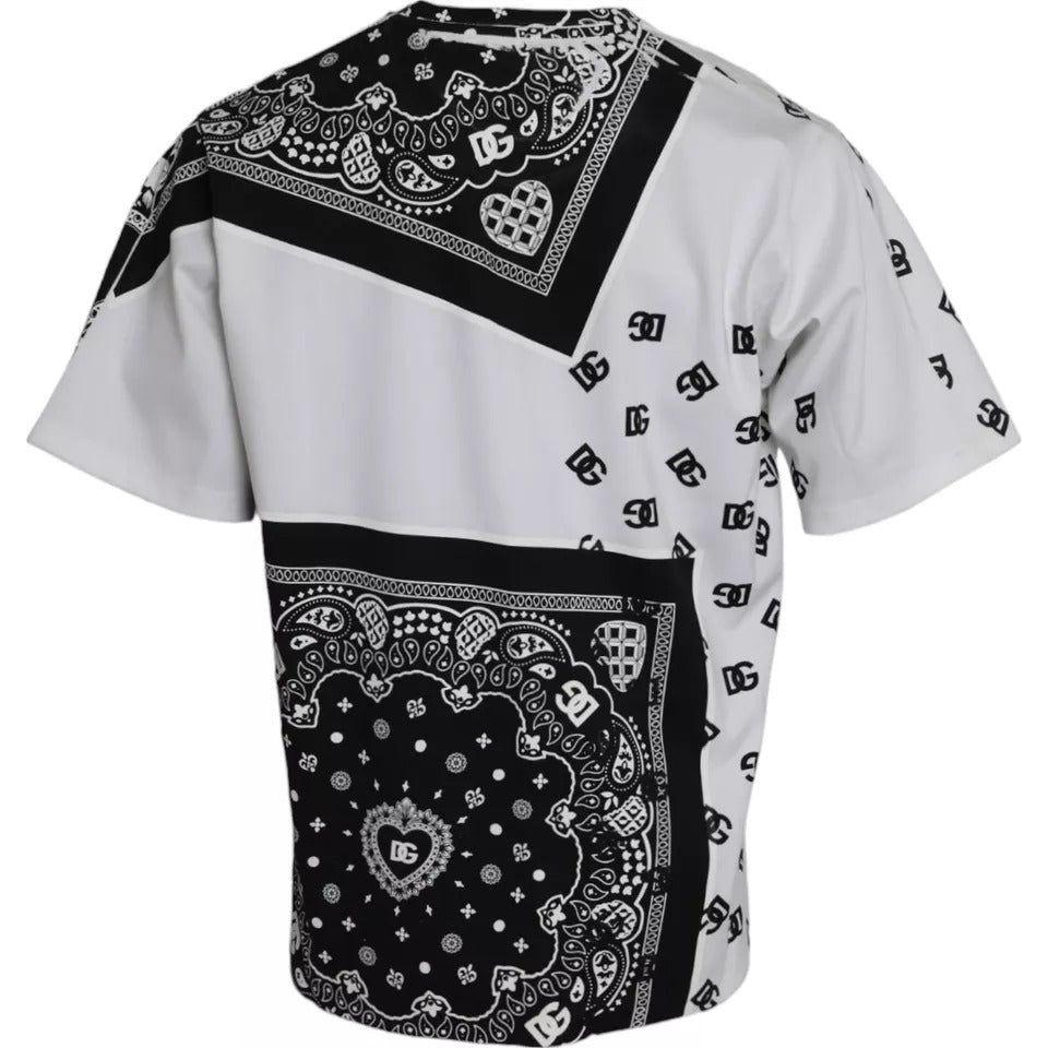 Dolce & Gabbana White Bandana Print Cotton Short Sleeves T-shirt Dolce & Gabbana