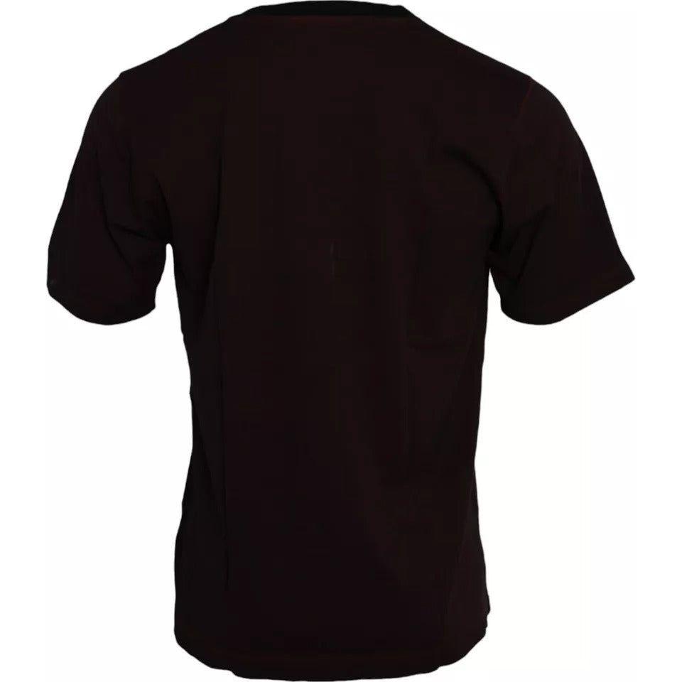 Dolce & Gabbana Bordeaux Crown Print Round Neck Cotton T-shirt Dolce & Gabbana