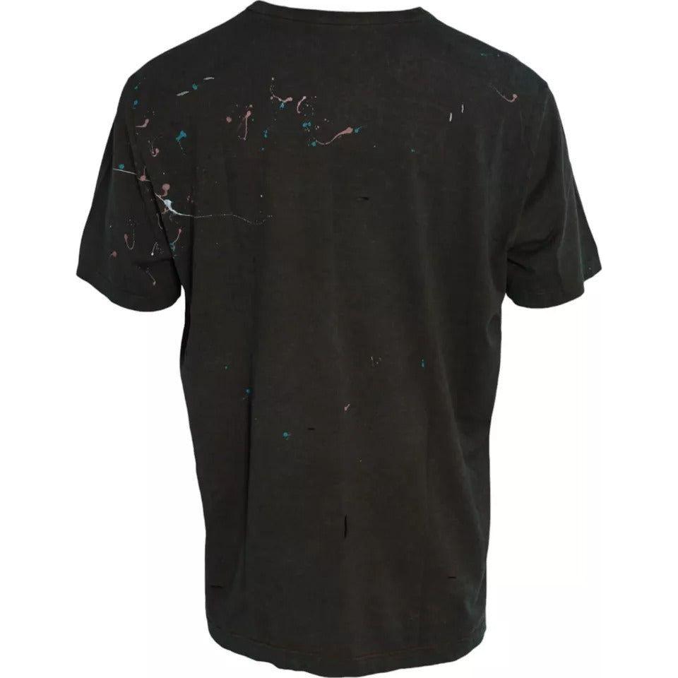 Dolce & Gabbana Gray Color Splash Cotton Crew Neck T-shirt Dolce & Gabbana