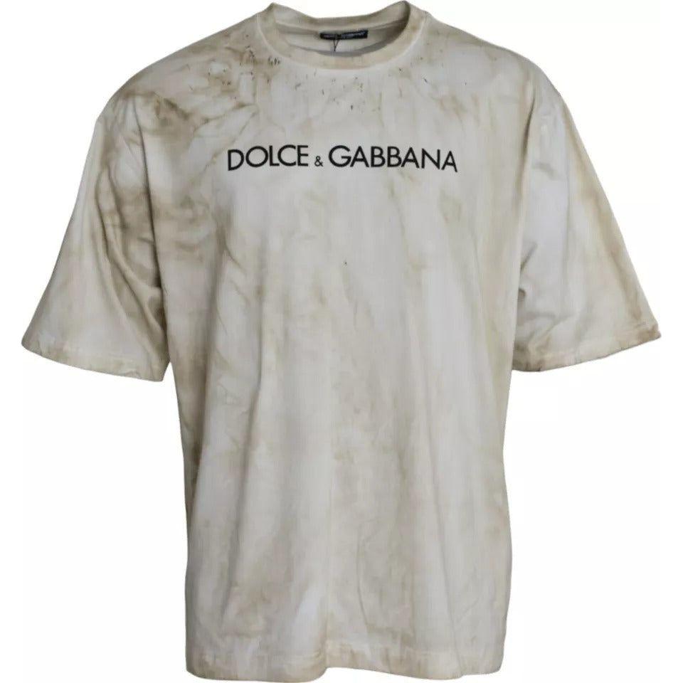 Dolce & Gabbana Off White Logo Cotton Crew Neck T-shirt Dolce & Gabbana