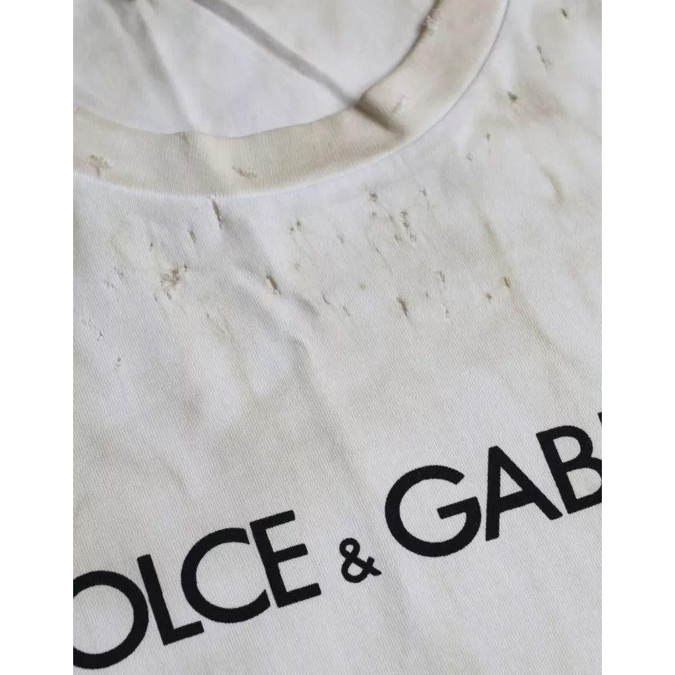 Dolce & Gabbana Off White Logo Cotton Crew Neck T-shirt Dolce & Gabbana