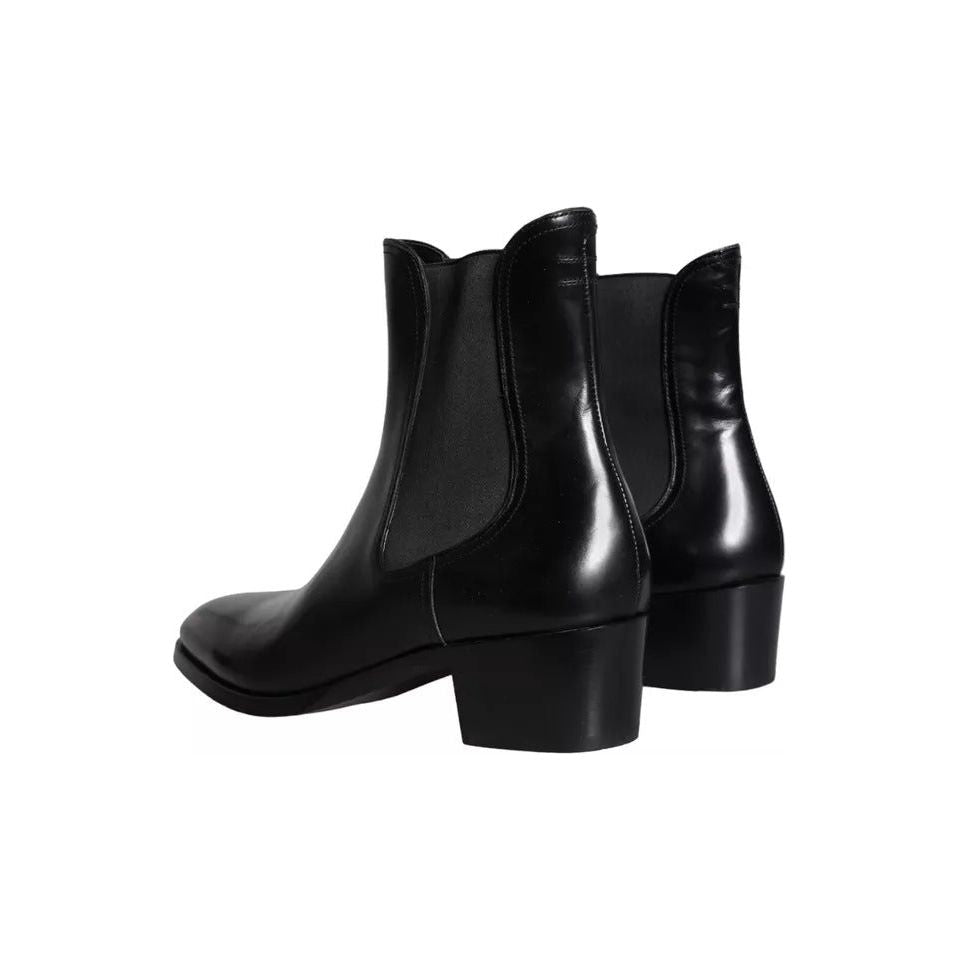 Dolce & Gabbana Black Leather Chelsea Ankle Boots Men Shoes Dolce & Gabbana