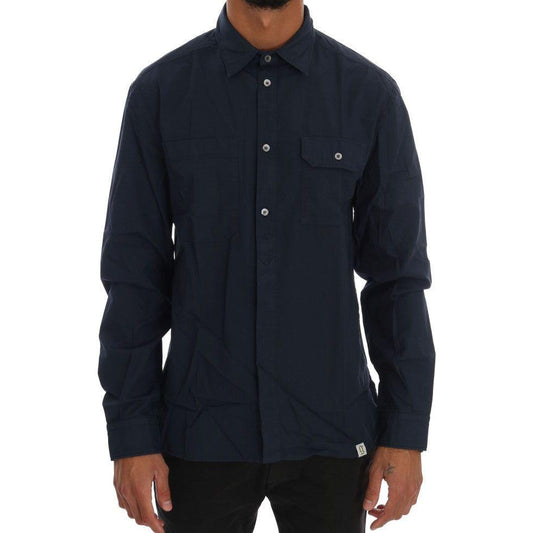 John Galliano Blue Casual Cotton Long Sleeve Shirt John Galliano