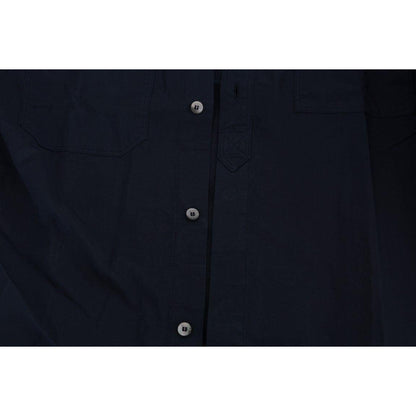 John Galliano Blue Casual Cotton Long Sleeve Shirt