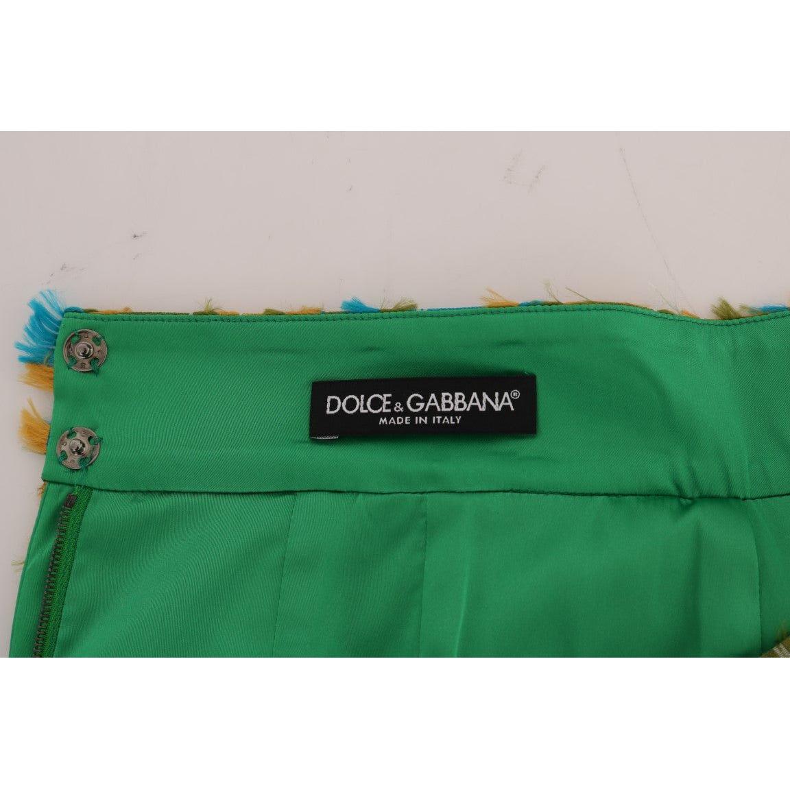 Dolce & Gabbana Elegant Green Jacquard High Waist Skirt Dolce & Gabbana