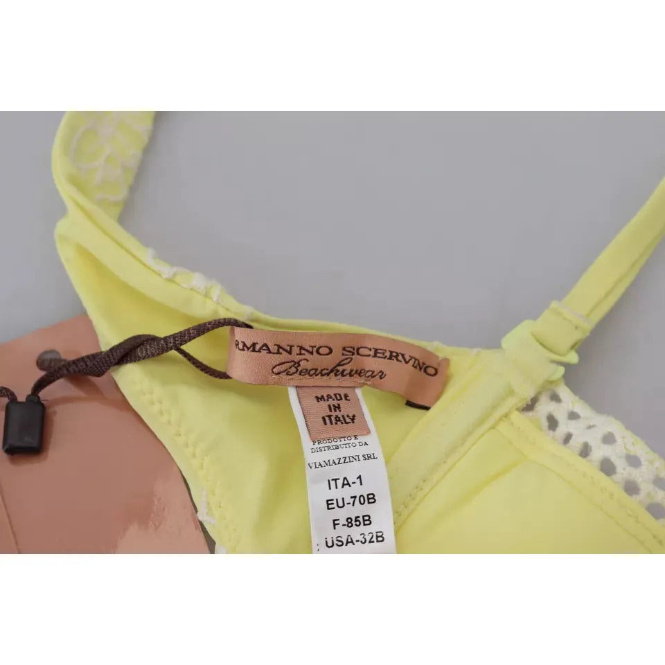 Ermanno Scervino Yellow Floral Halter Balconette Swimwear Ermanno Scervino