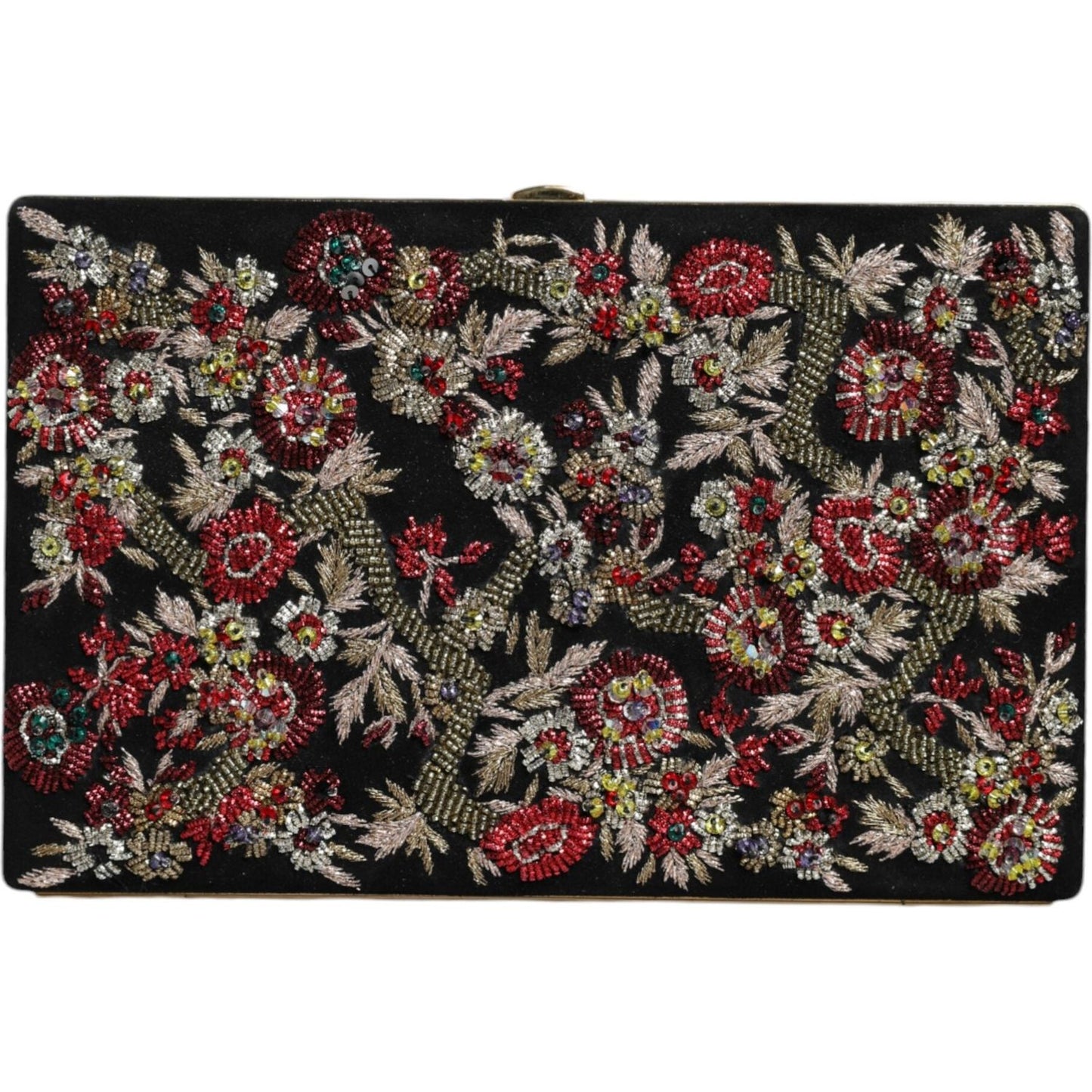 Dolce & Gabbana Multicolor Floral Gold Frame Clutch Evening Purse Bag Dolce & Gabbana