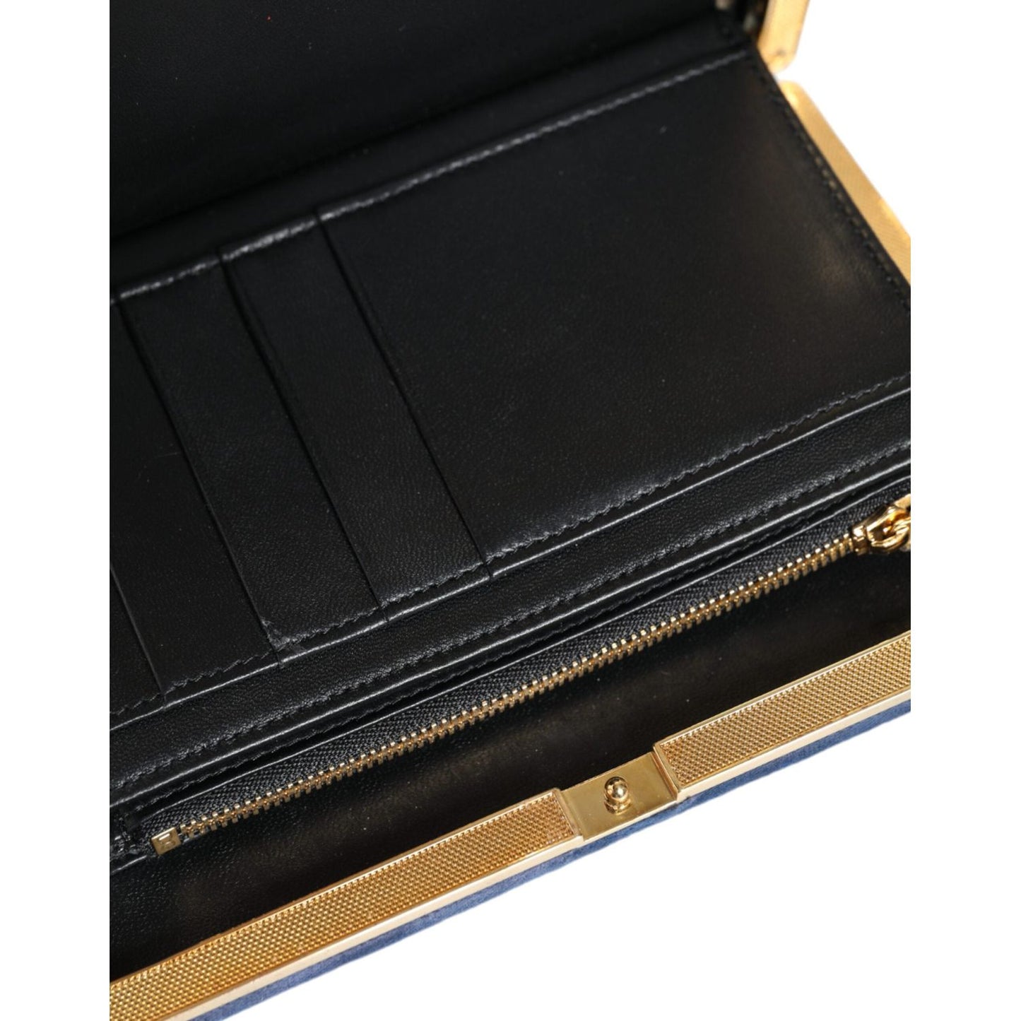Dolce & Gabbana Blue Velvet Gold Frame Clutch Evening Party Purse Bag Dolce & Gabbana Black